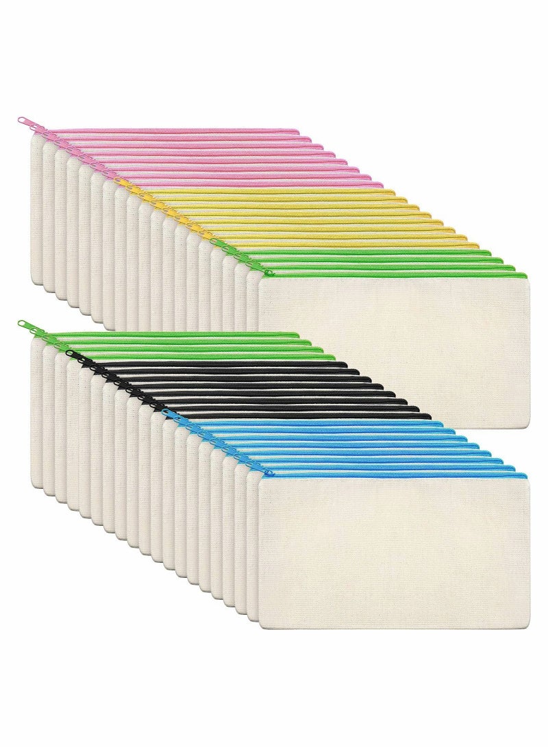 Excefore Blank DIY Craft Bag Canvas Pen Case, Canvas Zipper Pouch Bags Canvas Pencil Pouch Canvas Makeup Bags(7.87 x 5.70 Inches, M) - Image 1