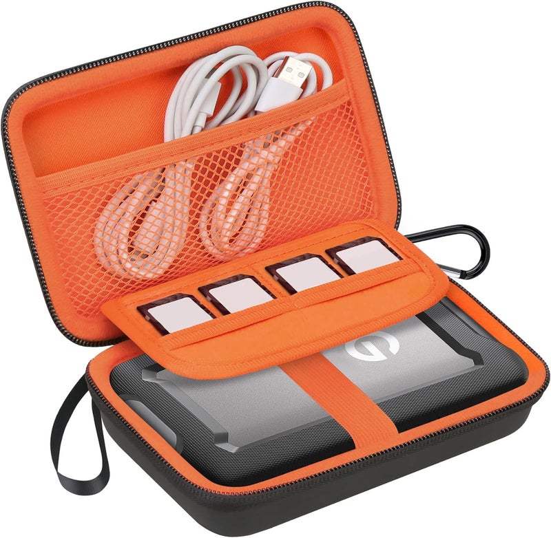 Lacdo Hard Drive Carrying Case for SanDisk Professional G-Drive ArmorATD – Rugged Portable External Hard Drive HDD USB-C USB 3.2 Gen 1 1TB 2TB 4TB 5TB 6TB Shockproof Protective Travel Bag, Orange - Image 1