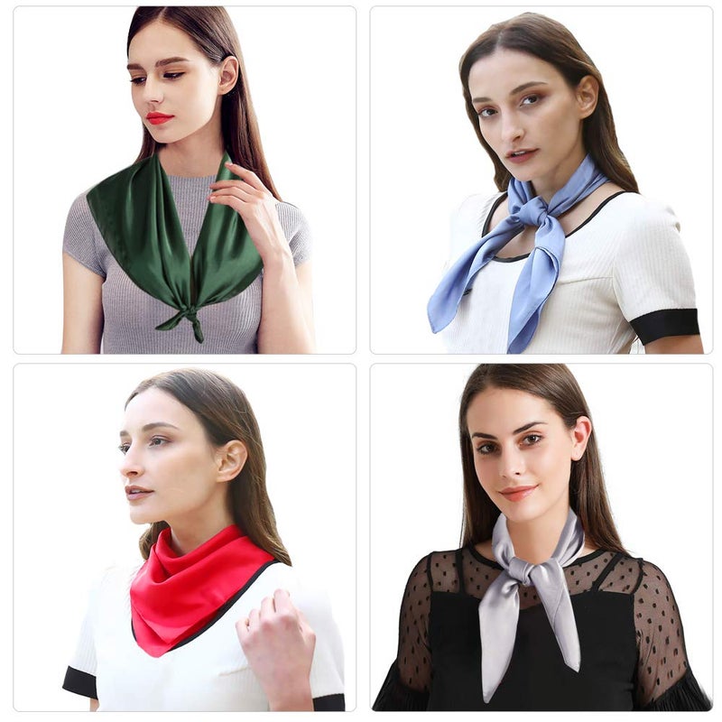 AOLIGE Scarfs for Women Satin Square Neck Scarfs for Women Lightweight 27" x 27" - Image 5
