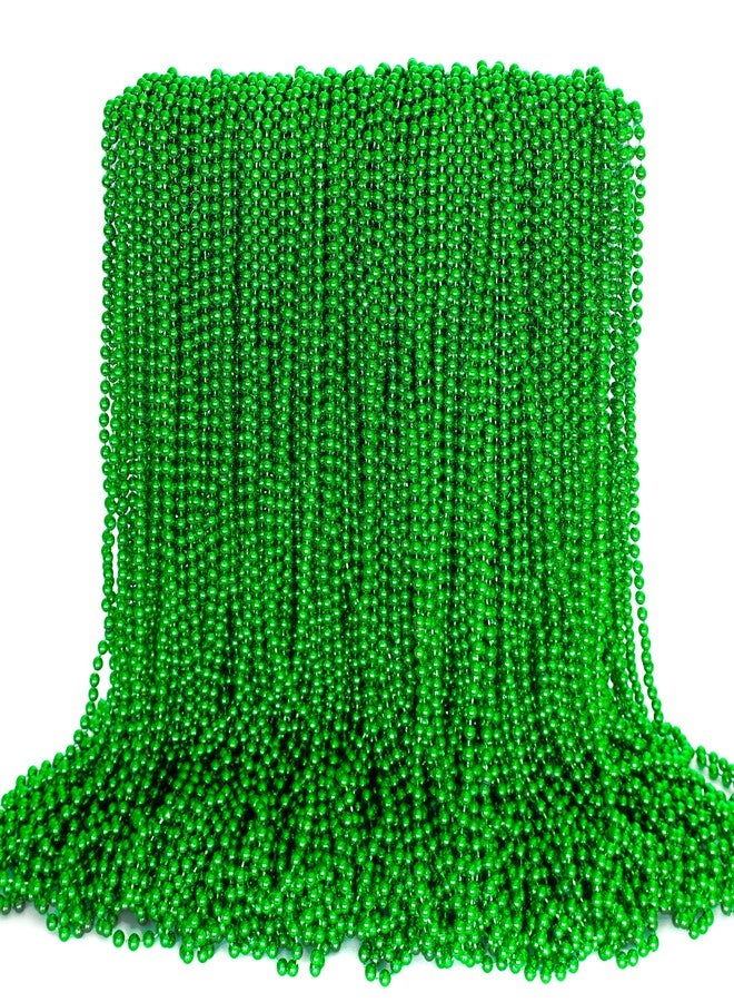 EOBOH 100PCS St Patricks Day Accessories, Green St. Patricks Day Beads Necklace, 33" Round Beads Irish Saint Patricks Necklaces Costume Bulk, Parade Throw Accessories for Wedding Birthday St. Patricks Decor - Image 1