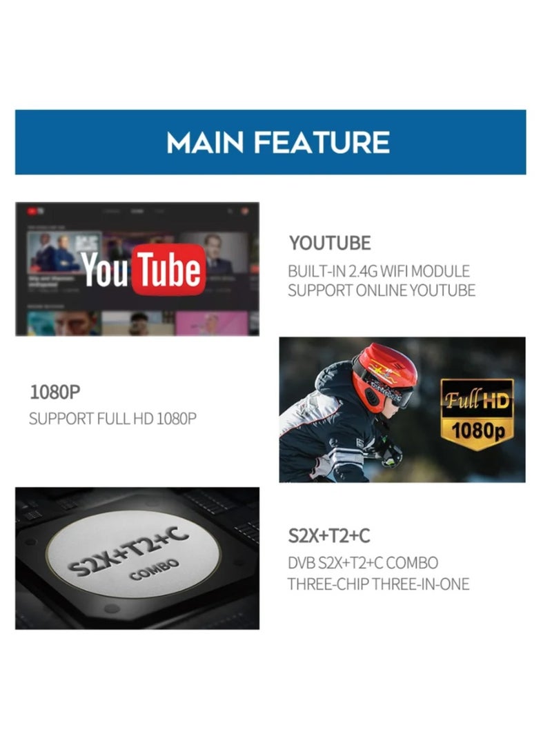 Gtmedia - V8 TURBO TV Satellite Receiver,Full HD 1080P, Smart TV Box, Support DVB-S2/S2X/T2/Cable/J.83B Set-top Box Video Player,Built-in WiFi, Support H.265 CA Card Slot - Image 1
