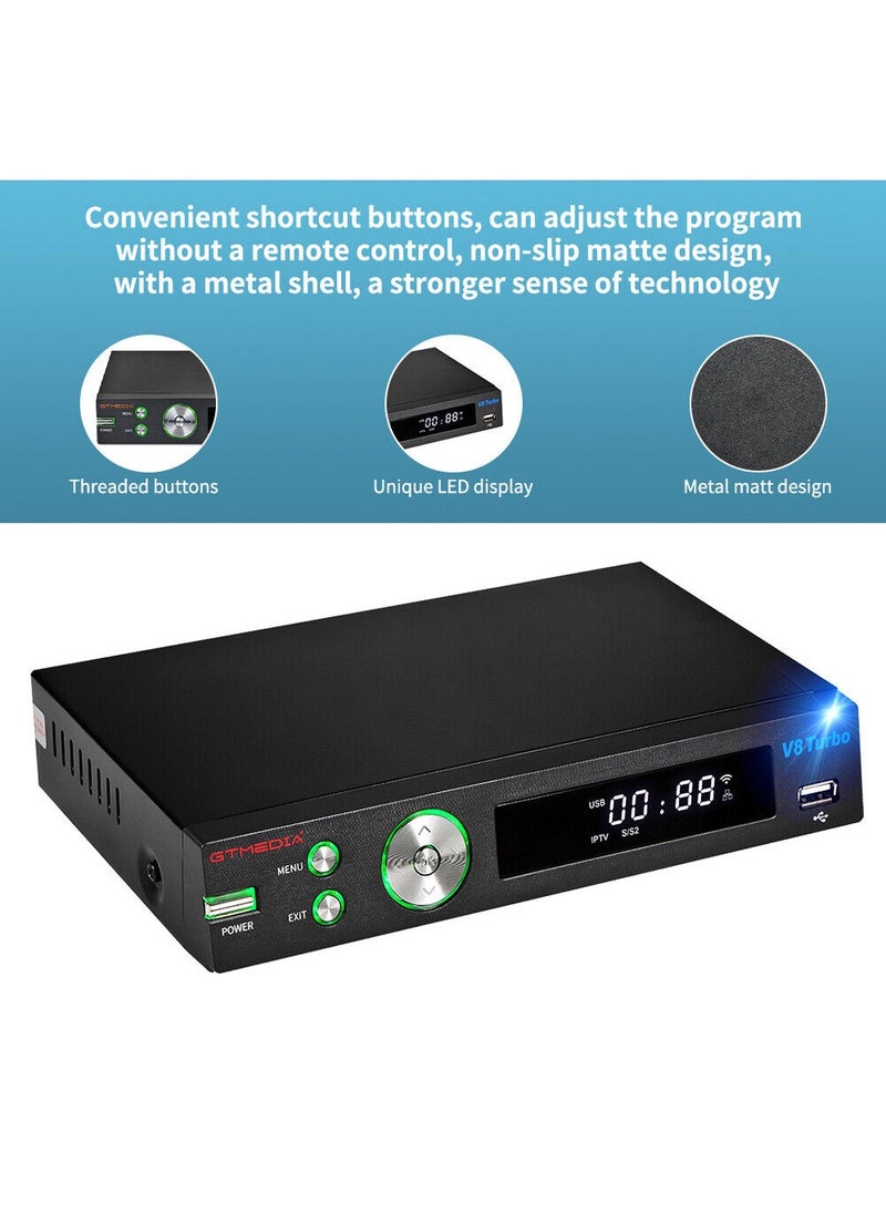 Gtmedia - V8 TURBO TV Satellite Receiver,Full HD 1080P, Smart TV Box, Support DVB-S2/S2X/T2/Cable/J.83B Set-top Box Video Player,Built-in WiFi, Support H.265 CA Card Slot - Image 1