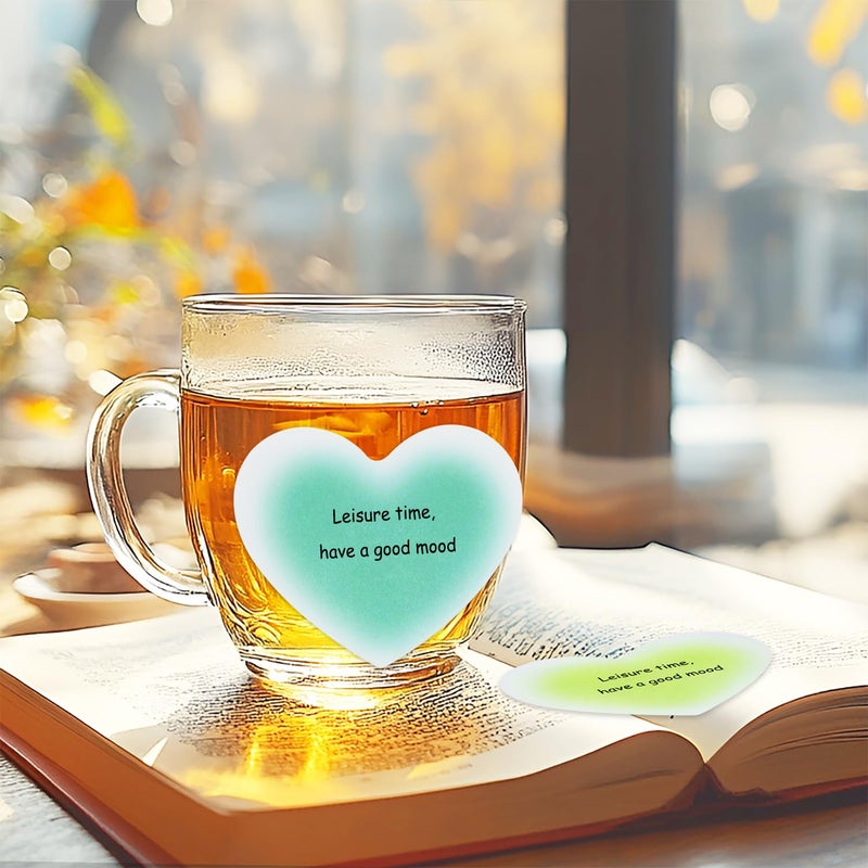 ميني سكايتر ملاحظات لاصقة بورق فارغ على شكل قلب بتدرجات ألوان، مجموعتان، من سلسلة اللون الأخضر. - Image 4