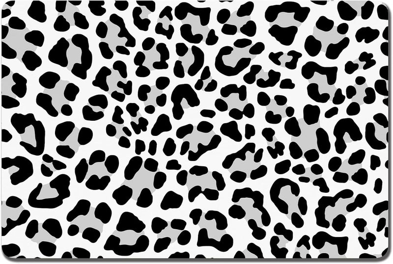 Rnivvi Dog Food Mat, 12" x 19" Leopard Absorbent Dog Cat Bowl Mat for Food and Water, Cute Anti-Slip Rubber Pet Feeding Rug Protect Floors, Puppy Placemat for Feeding & Watering Supplies, Leopard - Image 1