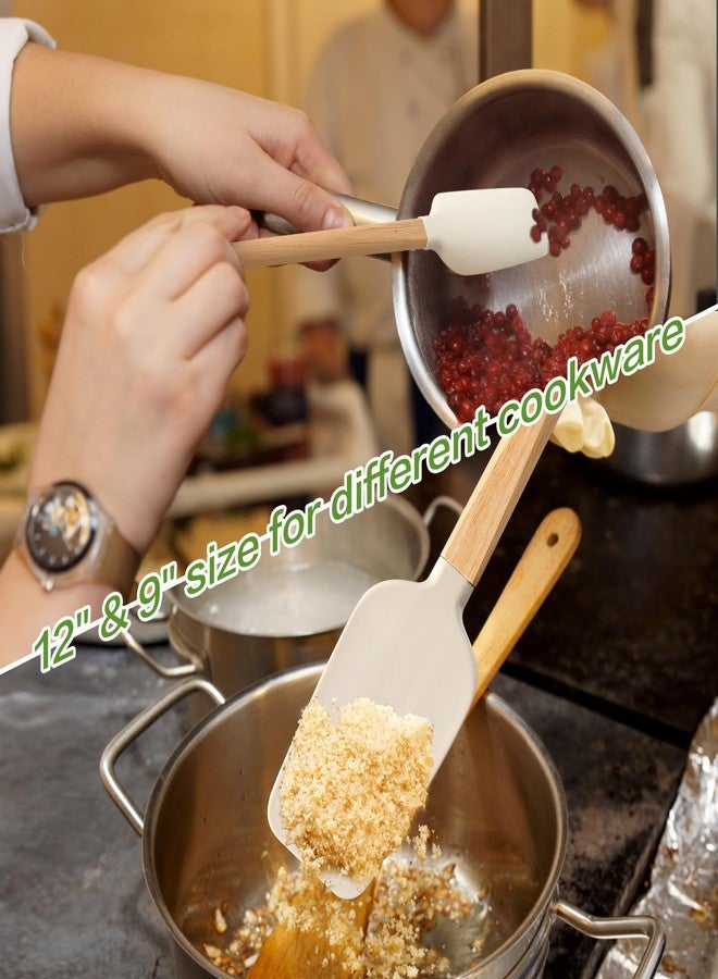 LorisArm Wooden Long Handle Jar Spatulas, 12" & 9" Rubber Spatula Scraper Silicone Spatulas for for Jar, Blender, Bottle. - Image 3