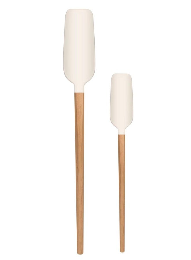 LorisArm Wooden Long Handle Jar Spatulas, 12" & 9" Rubber Spatula Scraper Silicone Spatulas for for Jar, Blender, Bottle. - Image 1