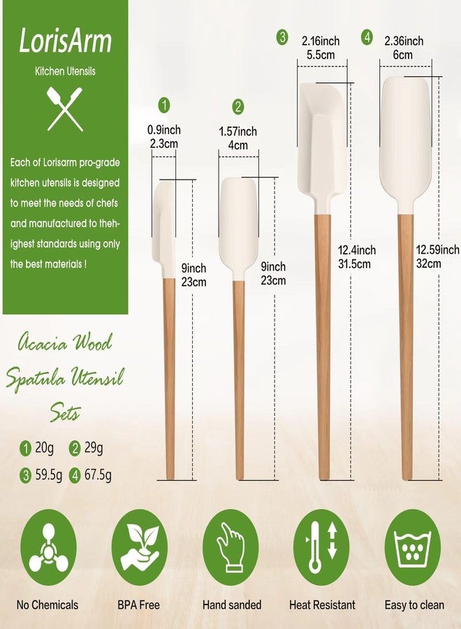LorisArm Wooden Long Handle Jar Spatulas, 12" & 9" Rubber Spatula Scraper Silicone Spatulas for for Jar, Blender, Bottle. - Image 2