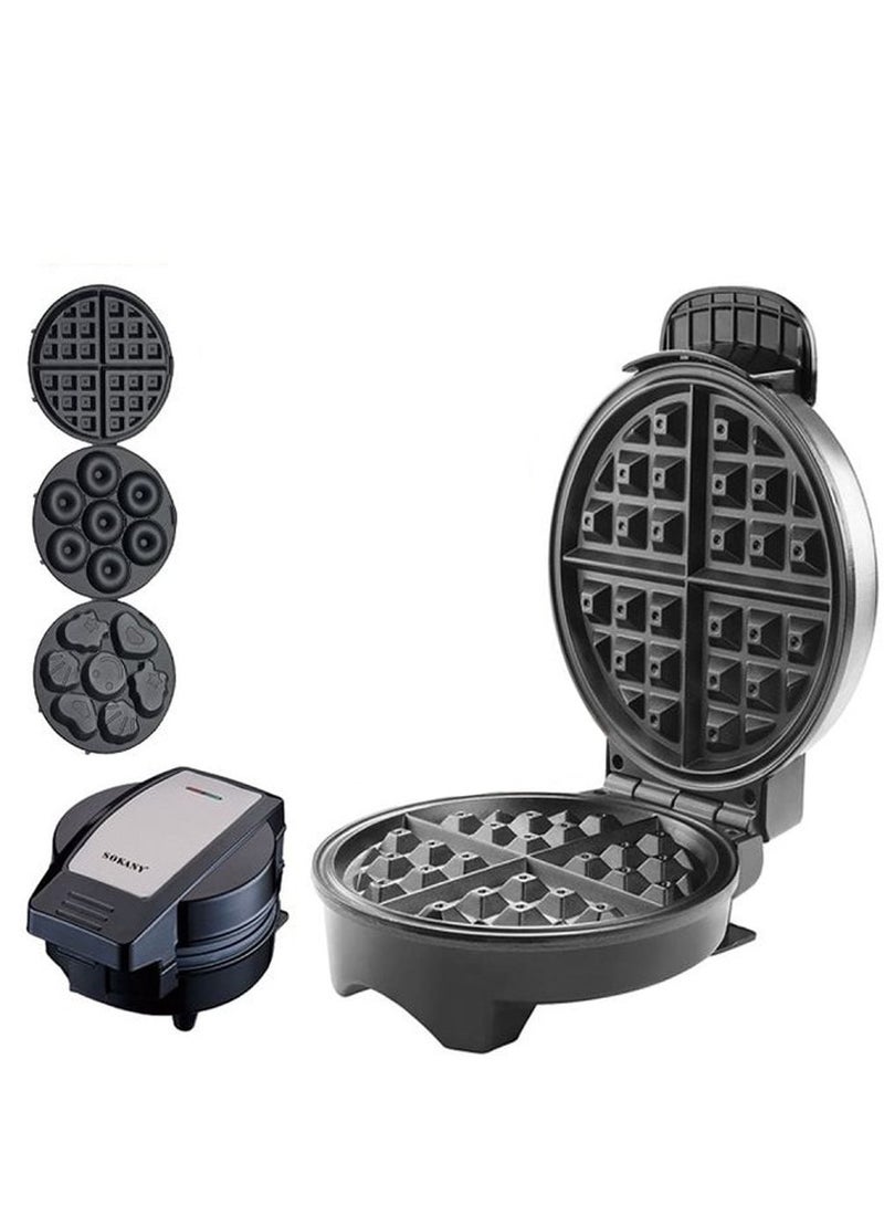 Sokany waffle Machine 3 in 1 600 watts Black - SK-08006