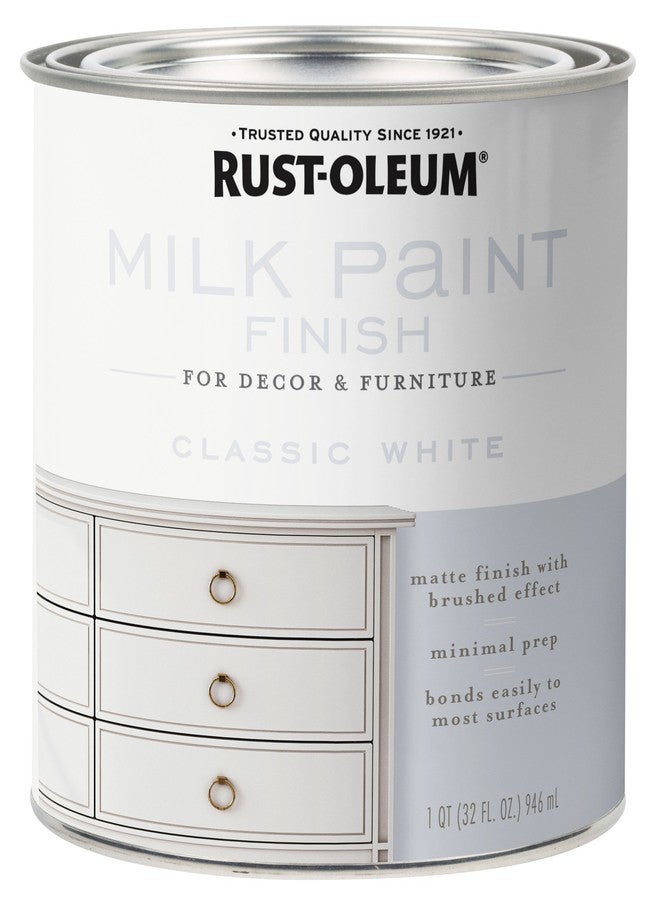 Rust-Oleum 331049 Milk Paint Finish, Quart, Classic White , 32 Fl Oz (Pack of 1) - Image 1