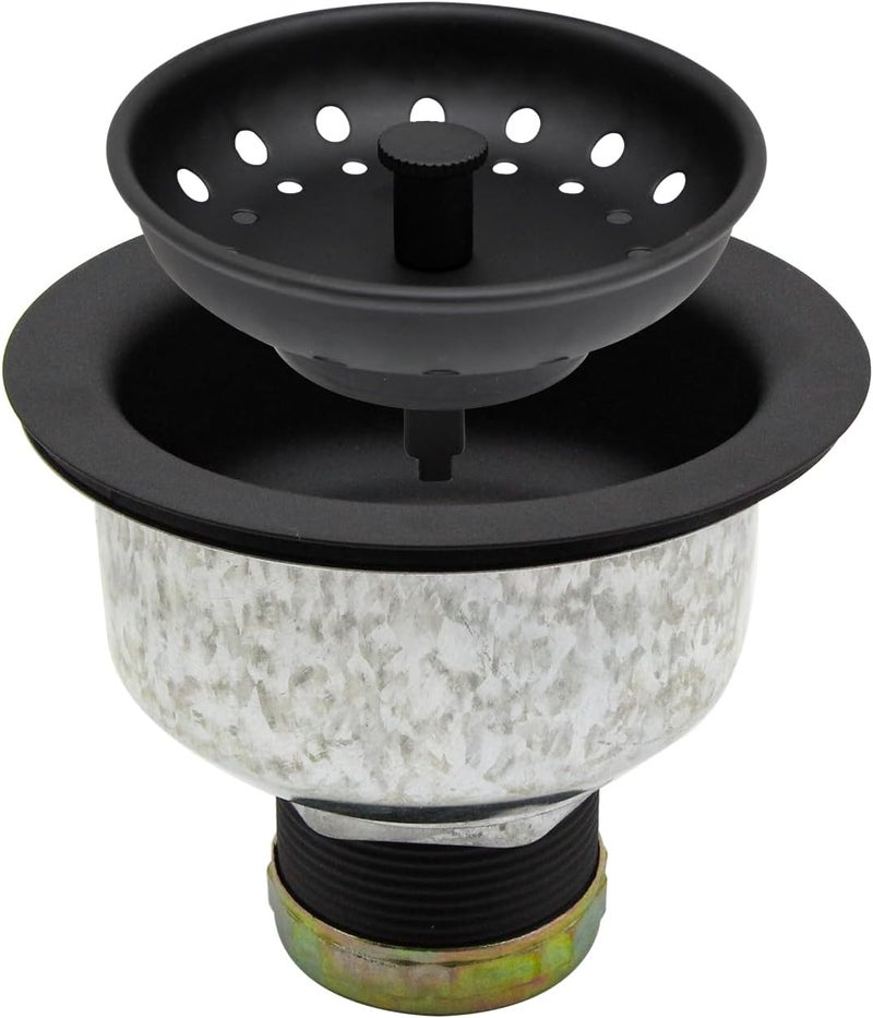 Zm Kitchen Sink Stainless Steel Deep Locking Basket Strainer with Drain Assembly,Black, 3-1/2 Inch Sink Drain Stopper Plug - Image 1