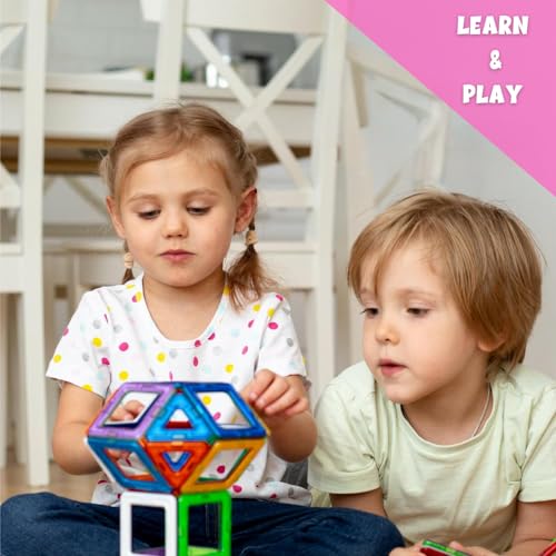 ToyMagic Magnaplay Magnetic Tiles 32 Pcs|Multiple Shape & Colour Tiles|Magnetic Blocks Building Set|STEM Toy|Learning Game for Kids 3+|Constructive and Creative Toy| |MagnaPlay Tiles - 32 pcs - Image 5
