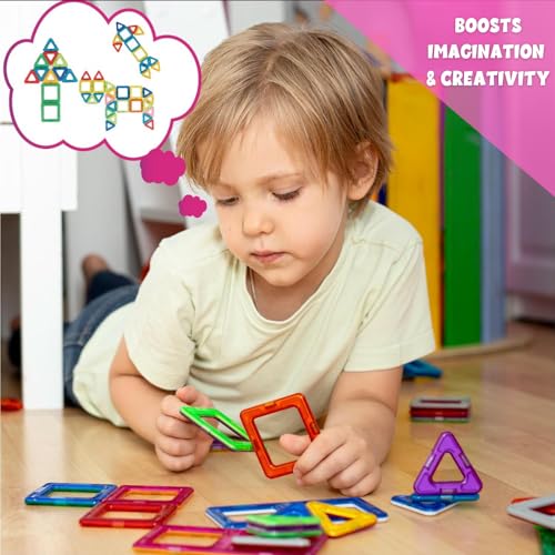 ToyMagic Magnaplay Magnetic Tiles 32 Pcs|Multiple Shape & Colour Tiles|Magnetic Blocks Building Set|STEM Toy|Learning Game for Kids 3+|Constructive and Creative Toy| |MagnaPlay Tiles - 32 pcs - Image 3