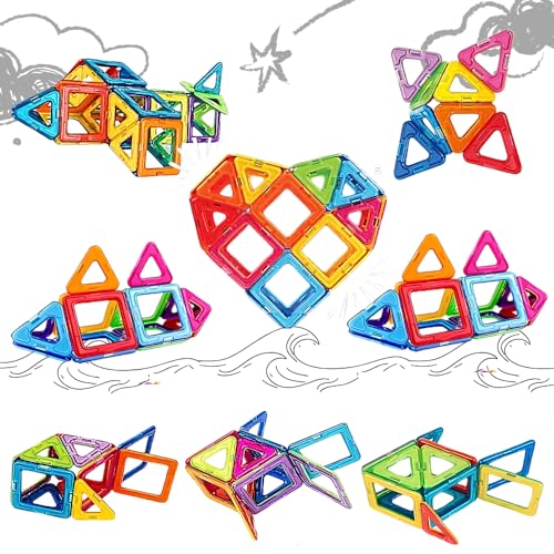 ToyMagic Magnaplay Magnetic Tiles 32 Pcs|Multiple Shape & Colour Tiles|Magnetic Blocks Building Set|STEM Toy|Learning Game for Kids 3+|Constructive and Creative Toy| |MagnaPlay Tiles - 32 pcs - Image 1