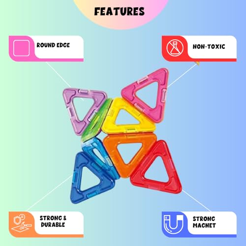 ToyMagic Magnaplay Magnetic Tiles 32 Pcs|Multiple Shape & Colour Tiles|Magnetic Blocks Building Set|STEM Toy|Learning Game for Kids 3+|Constructive and Creative Toy| |MagnaPlay Tiles - 32 pcs - Image 4