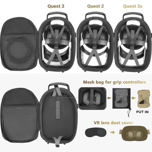 FOREGOER Carrying Case for Meta Quest 3/Quest 3S/Oculus Quest 2, Hard Travel Storage Case Compatible with Oculus Quest 3 Headset, Quest Pro, Touch Controllers Accessories, VR All-in-One Gaming Headset - Image 2