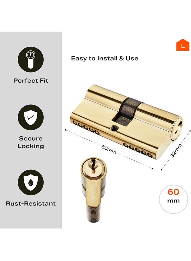 JS Door Lock Cylinder with 3-Pieces Keys 60mm - Image 3