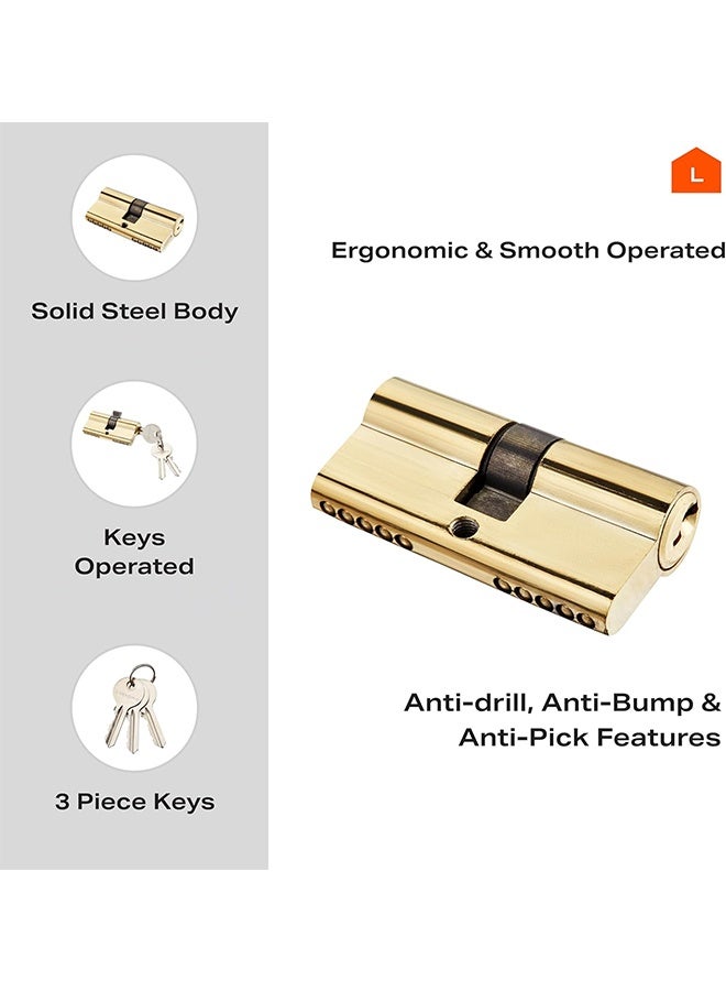 JS Door Lock Cylinder with 3-Pieces Keys 60mm - Image 2
