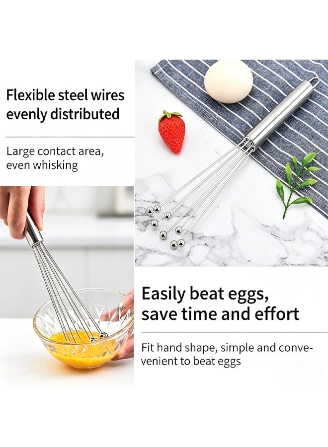 Stainless Steel Ball Whisk, 10 Inch Wire Egg Whisk Manual Egg Beaters Mixer for Fast Whipping Cream Sauces Blending Stirring - Image 4