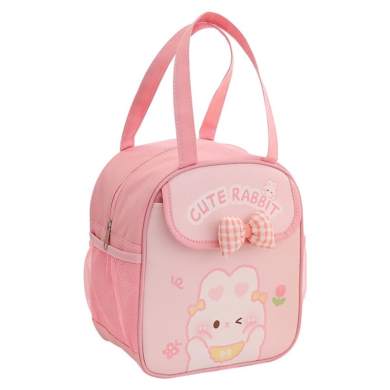 POYIPI Kawaii Lunch Bag with Bow Lunch Box Cute Lunchbox Bunny Lunch Box Animal Lunch Bag Reusable Tote Bag for Picnic Work Travel