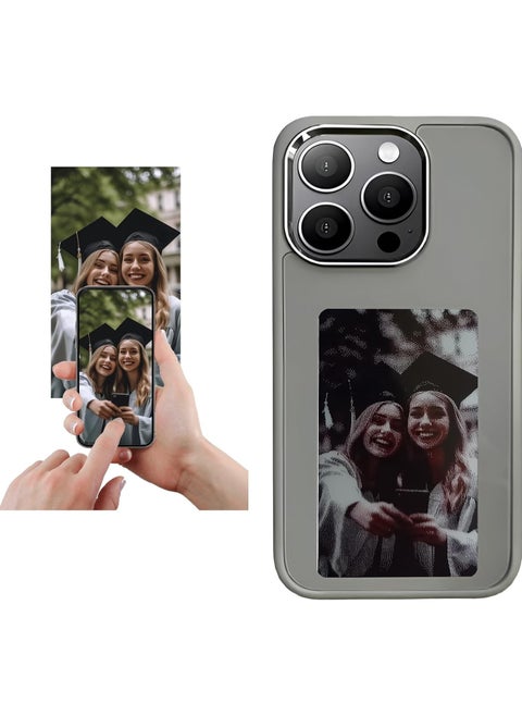 جراب حافظة هاتف محمول بشاشة عرض ذكية بتقنية NFC E Ink لهاتف iPhone 15 Pro max DIY باللون الرمادي
