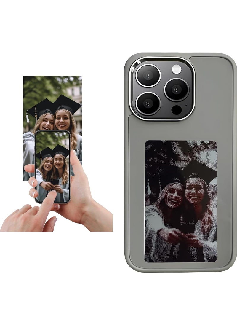 جراب حافظة هاتف محمول بشاشة عرض ذكية بتقنية NFC E Ink لهاتف iPhone 15 Pro max DIY باللون الرمادي