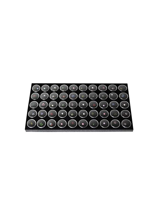 The Bros Black Glass Top Jewelry Display Case Box 50 Gem Jars, Ring Box, Jewelry Organizer, Gem jar storage for Jewelry, Jewelry tray with Glass Top, Glass Display Box, Jewelry storage Tray with Ge  - Image 4