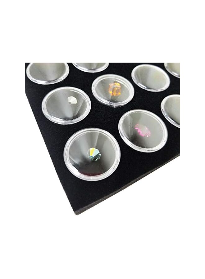 The Bros Black Glass Top Jewelry Display Case Box 50 Gem Jars, Ring Box, Jewelry Organizer, Gem jar storage for Jewelry, Jewelry tray with Glass Top, Glass Display Box, Jewelry storage Tray with Ge  - Image 5