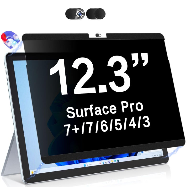 ZOEGAA Privacy Screen for Microsoft Pro 7+/7/6/5/4/3 12.3 Inch,Magnetic Removable Touchable Privacy Filter for Surface Pro 12.3 inch Screen Protector,Anti-Blue Light Anti-Scratch - Image 1