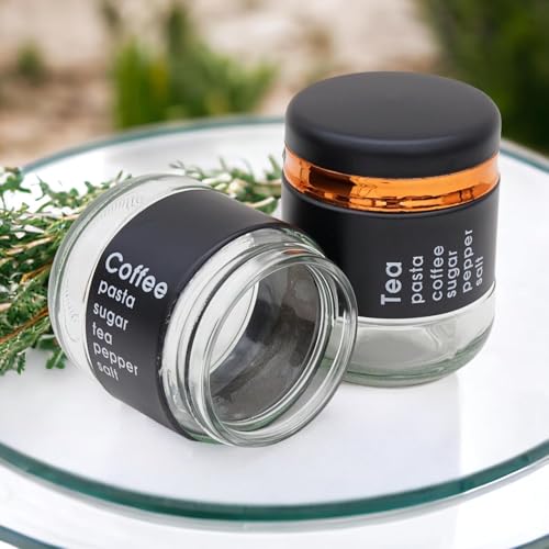 Mivana Black 350ML Glass Food Storage Airtight Tea Coffee Sugar containers for Kitchen Storage Container with Lid for Tea Coffee & Sugar, Dry Fruit Jars, Storage Box, Set of 3 (3, mt-13) - Image 2