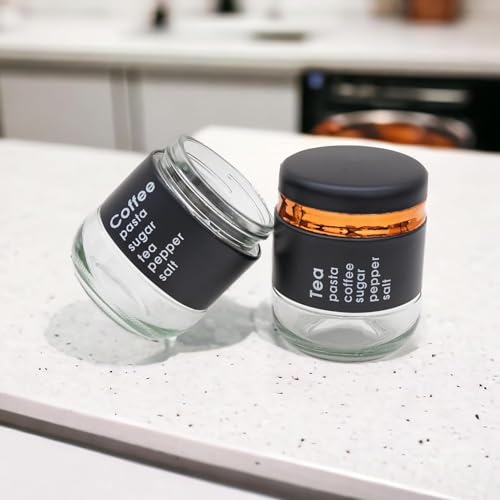Mivana Black 350ML Glass Food Storage Airtight Tea Coffee Sugar containers for Kitchen Storage Container with Lid for Tea Coffee & Sugar, Dry Fruit Jars, Storage Box, Set of 3 (3, mt-13) - Image 5