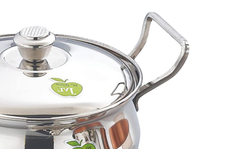 JVL Stainless Steel Copper Bottom PotHandi with Lid Handle Set 850 1300 2200 ml 3Piece Copper Bottom Handi Set for Cooking Handi for Cooking and Serving JVLAPCU1 - Image 4