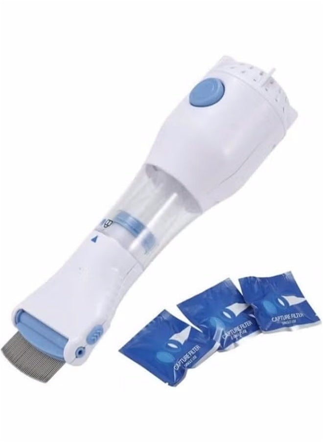 Generic - Electric Head Lice Vacuum Comb, Fast Lice Removal Hair Cleaner, Electric Lice Comb, Convenient for Home Use, Easy Cleaning (White) - Image 1