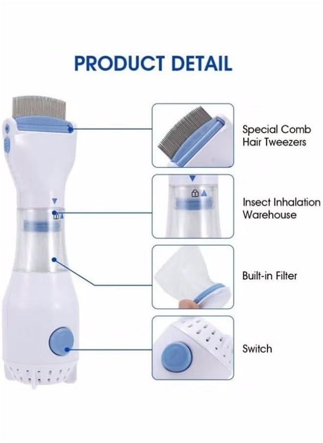 Generic - Electric Head Lice Vacuum Comb, Fast Lice Removal Hair Cleaner, Electric Lice Comb, Convenient for Home Use, Easy Cleaning (White) - Image 1