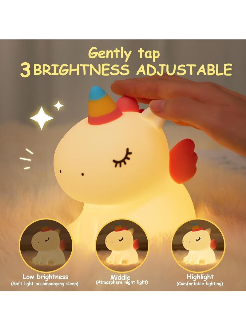 ELTRAZONE مصباح ليلي لطيف قابل لإعادة الشحن بتقنية LED مع جهاز تحكم عن بعد - مصباح على شكل حيوان من السيليكون الناعم مع 3 مستويات من الضوء الدافئ - مصباح ليلي مثالي للرضاعة الطبيعية وغرفة الأطفال - مصباح بجانب السرير ممتع للأطفال - هدية مثالية للأولاد والبنات - Image 2
