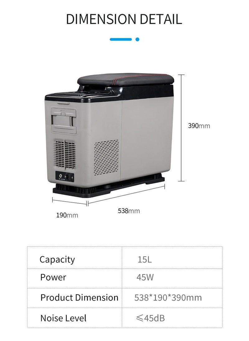 Crony - CF15 15L Vehicle Refrigerator with APP DC 12V for center armrest in car refrigerator with armrest vehicle freezer vehicle refrigerator - Image 1