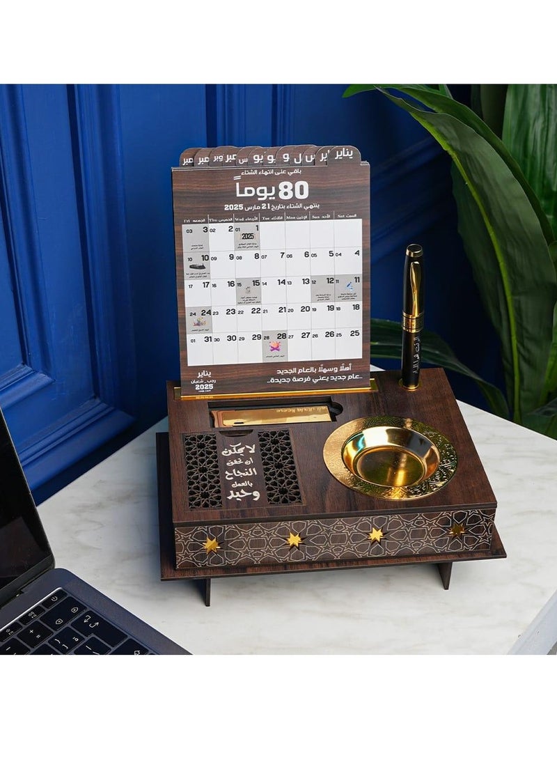 Story Of Candle Luxury desk stand with 2025 Gregorian calendar, gifts for offices, colleagues and home, aesthetic desk decor for men and women, best New Year gift, wooden desk calendar - Image 1
