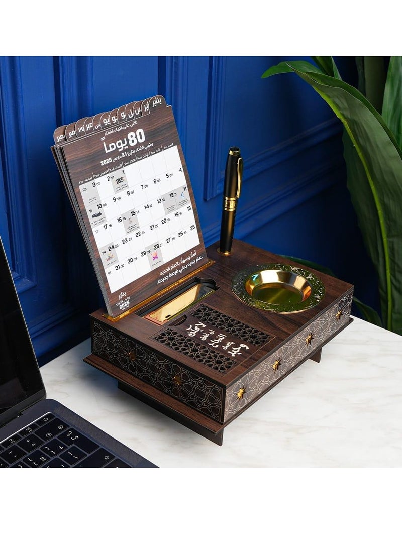 Story Of Candle Luxury desk stand with 2025 Gregorian calendar, gifts for offices, colleagues and home, aesthetic desk decor for men and women, best New Year gift, wooden desk calendar - Image 3
