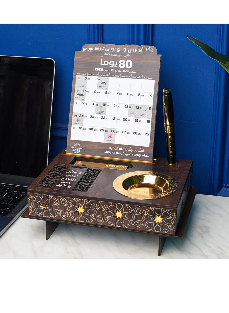 Story Of Candle Luxury desk stand with 2025 Gregorian calendar, gifts for offices, colleagues and home, aesthetic desk decor for men and women, best New Year gift, wooden desk calendar - Image 4