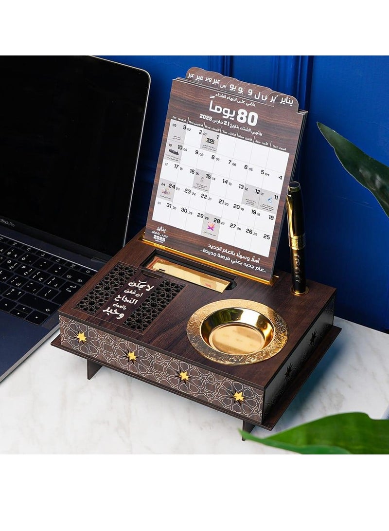 Story Of Candle Luxury desk stand with 2025 Gregorian calendar, gifts for offices, colleagues and home, aesthetic desk decor for men and women, best New Year gift, wooden desk calendar - Image 5
