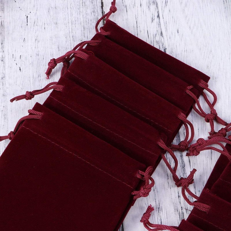 klarako Drawstring Pouch Bag 912cm Velvet Wedding Favor Gift Bags in Red 10 Pack - Image 5