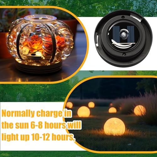 Tellegloww 6 Pack Solar Light Replacement Bottom Parts 315 in Warm LED Solar Lights Waterproof Replacement Panel Lid for Lantern Crackle Glass Globe Lamp Yard Patio Lawn Garden Decor - Image 3