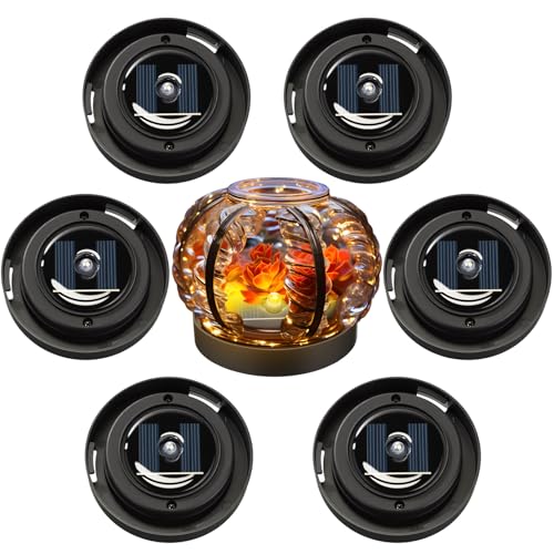 Tellegloww 6 Pack Solar Light Replacement Bottom Parts 315 in Warm LED Solar Lights Waterproof Replacement Panel Lid for Lantern Crackle Glass Globe Lamp Yard Patio Lawn Garden Decor - Image 1
