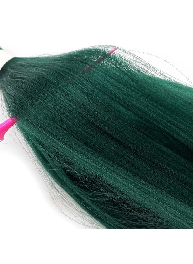 UPruyo Prestretched Braiding Hair 30 inch Emerald Green Braiding Hair Kanekalo Colored Hair Extensions for Braiding Box Braids Long Micro Knotless Pre Stretched Braiding Hair (Pack of 3) - Image 4