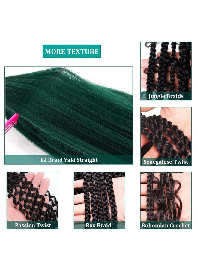 UPruyo Prestretched Braiding Hair 30 inch Emerald Green Braiding Hair Kanekalo Colored Hair Extensions for Braiding Box Braids Long Micro Knotless Pre Stretched Braiding Hair (Pack of 3) - Image 3