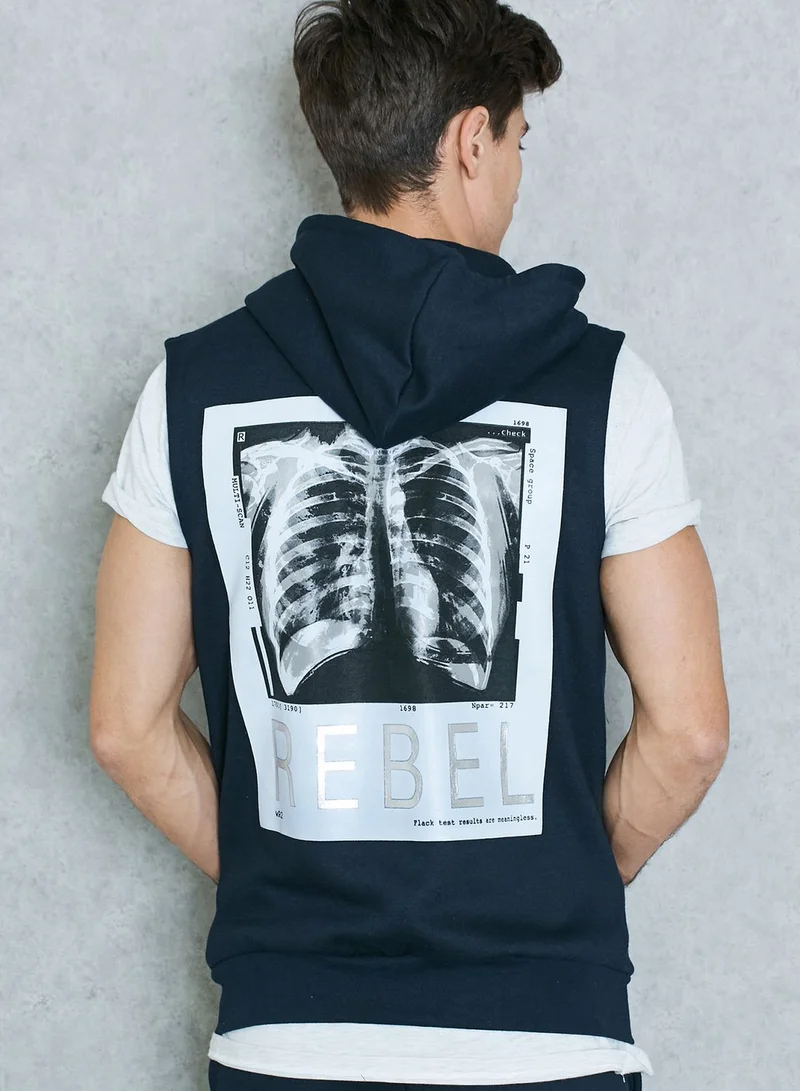 Seventy Five Xray Sleeveless Zip Through Hoodie