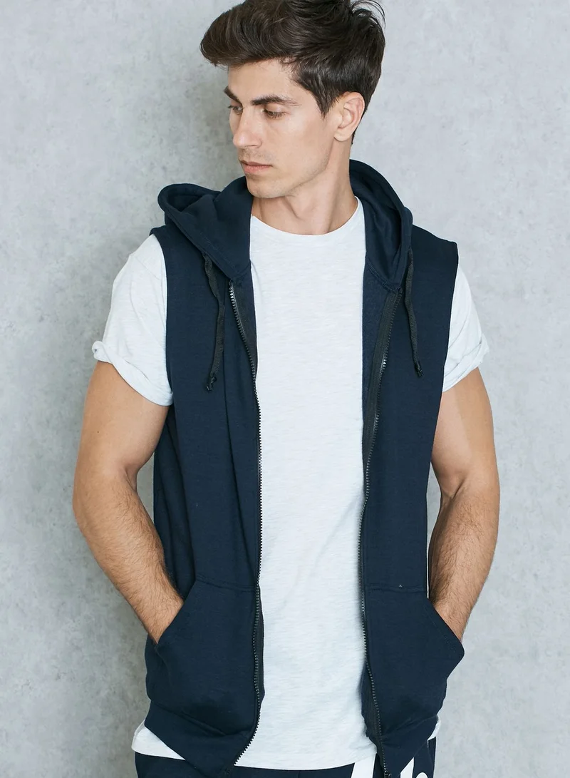 Seventy Five Xray Sleeveless Zip Through Hoodie