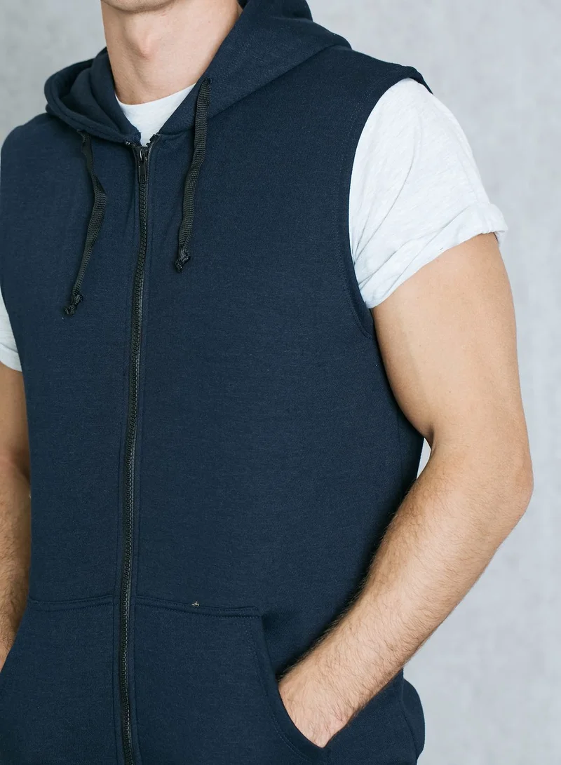 Seventy Five Xray Sleeveless Zip Through Hoodie