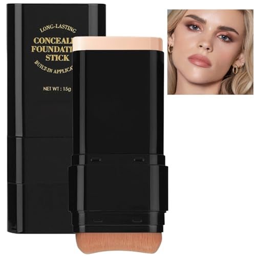 Vienflona Foundation Stick 2 in 1 DualEnded LongLasting Concealer Korean Foundation Contour Stick Waterproof Contouring foundation with Brush Full Coverage Matte Finish for Face Makeup02NATURAL - Image 1