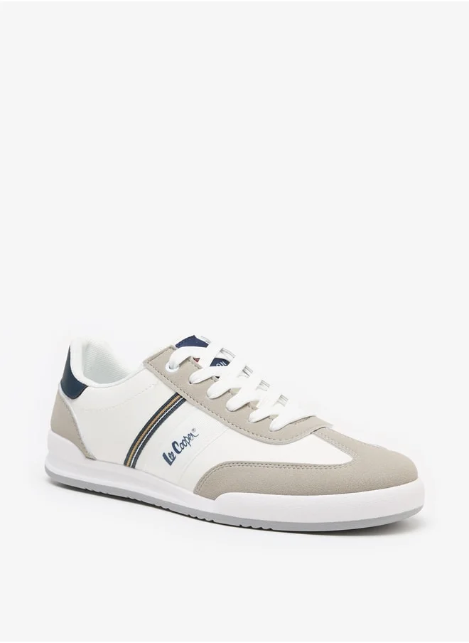 لي كوبر Men's Panelled Low Ankle Sneakers with Lace-Up Closure