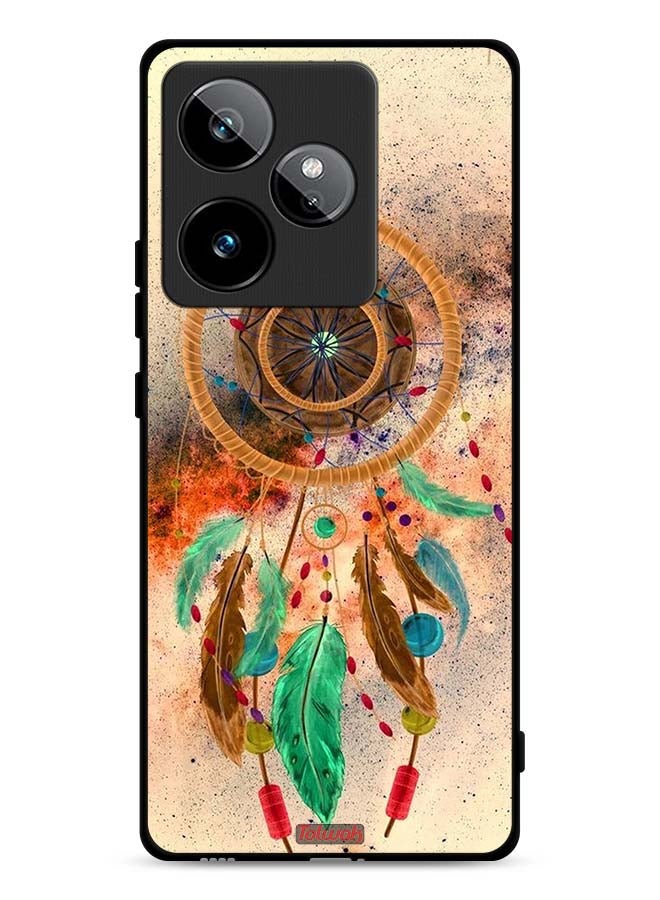 Tolwak Realme GT 7 5G Protective Case Cover Mandala Hanging Feathers